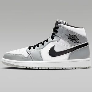 Air Jordan 1 Mid Light Smoke Grey/White/Black 554724-092 size 12